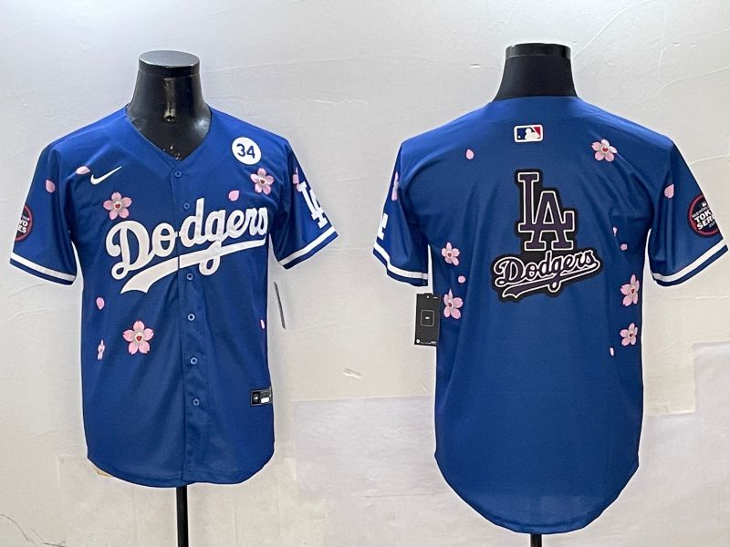 Men Los Angeles Dodgers Blank Blue Sakura Edition 2025 Nike MLB Jersey style 22->los angeles dodgers->MLB Jersey